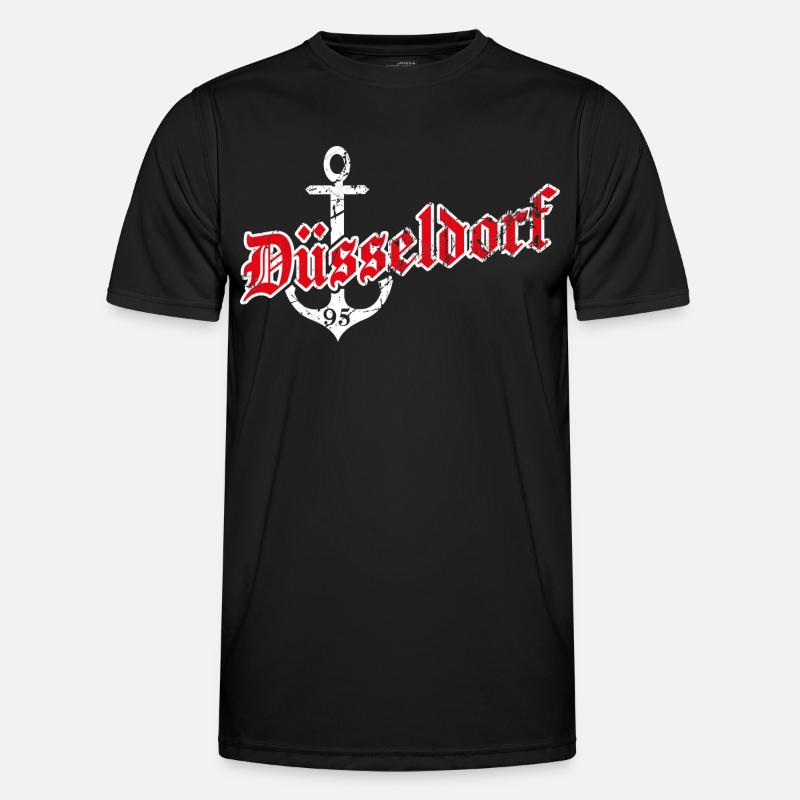 Düsseldorf mit Anker - Männer Funktions-T-Shirt - Schwarz