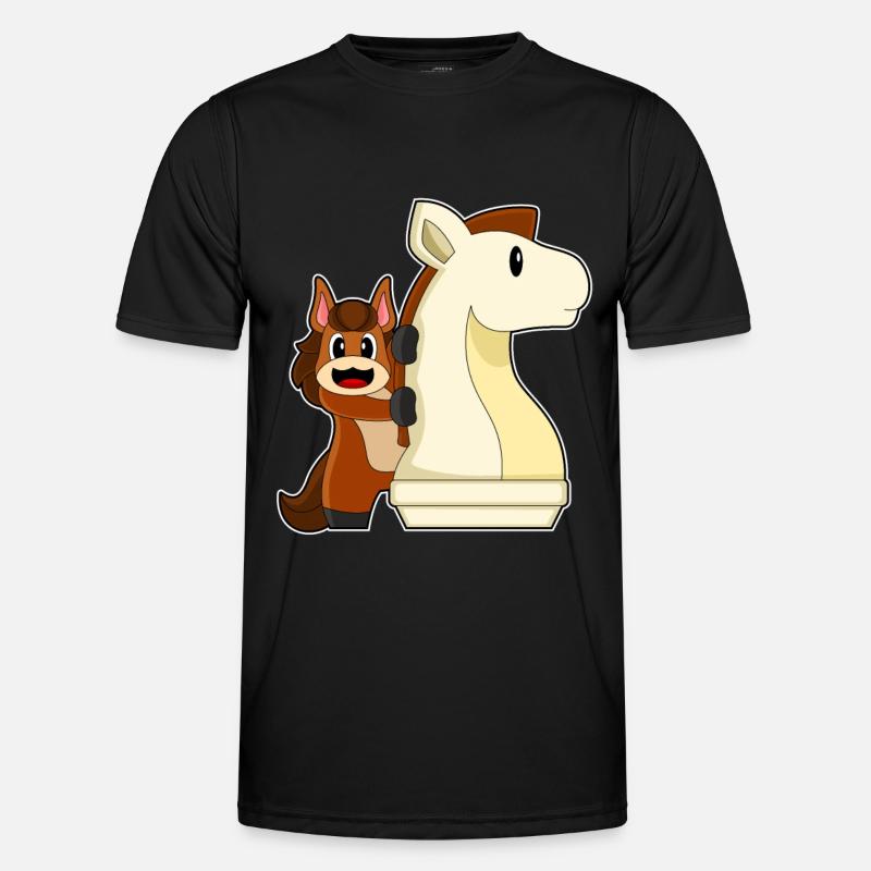 Schachfigur Springer Pferd Schach - Männer Funktions-T-Shirt - Schwarz