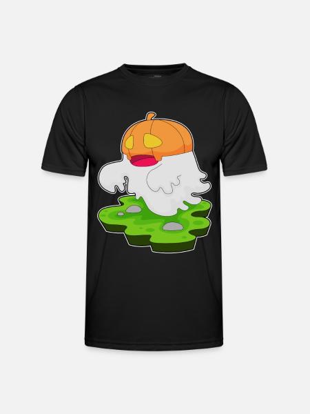 Ghost Halloween Pumpkin - Men's Functional T-Shirt - black