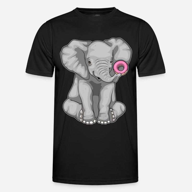 Elefant Donut - Männer Funktions-T-Shirt - Schwarz