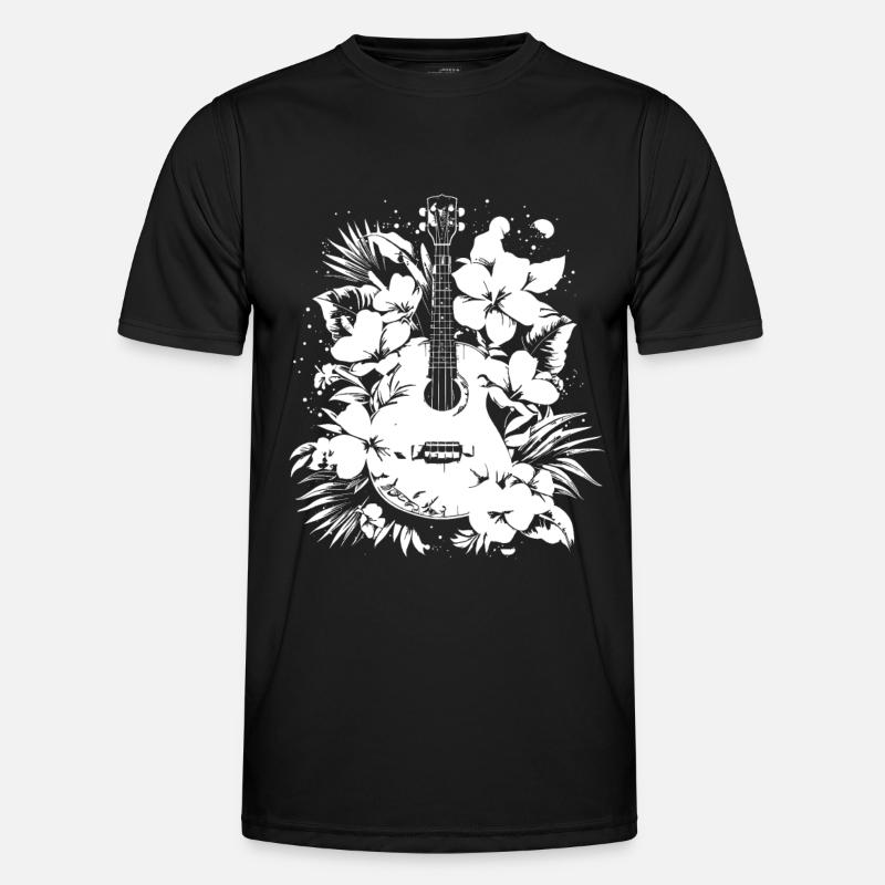 Ukulele Comic - Männer Funktions-T-Shirt - Schwarz