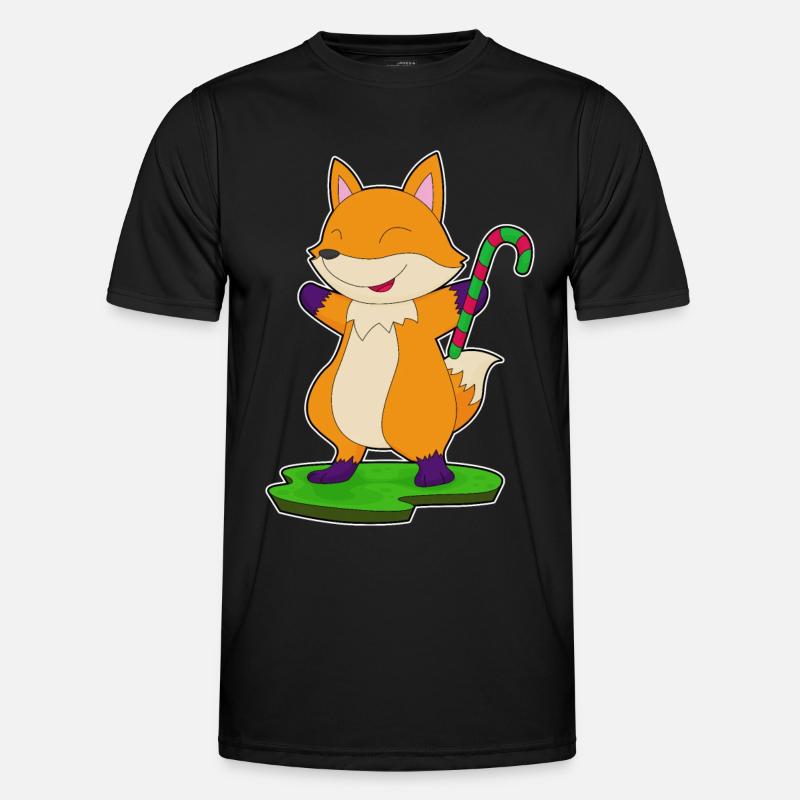 Fox candy cane - Men's Functional T-Shirt - black