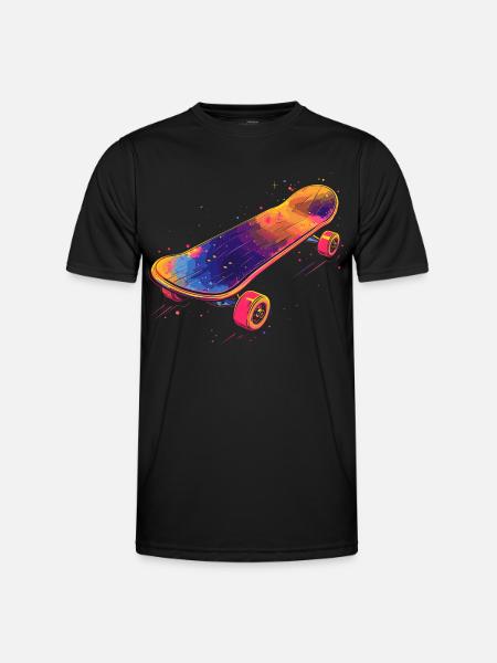 Skateboard Illustration - Männer Funktions-T-Shirt - Schwarz