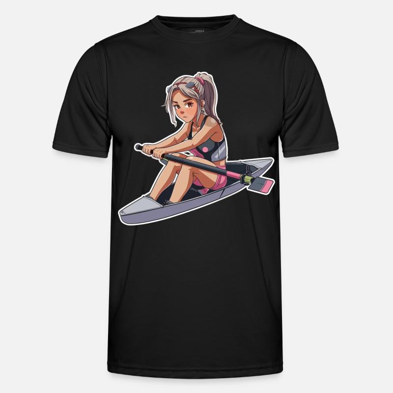 Ruderer Mädchen Grafik - Männer Funktions-T-Shirt - Schwarz