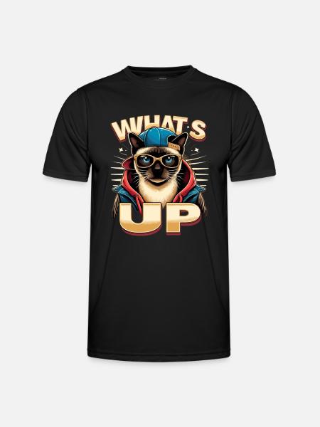 Siamese Cat Whats Up Design - Men's Functional T-Shirt - black