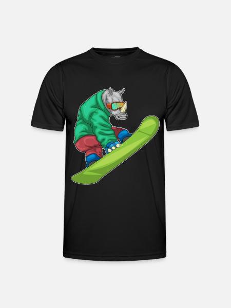Rhino Snowboarder Snowboard - Men's Functional T-Shirt - black