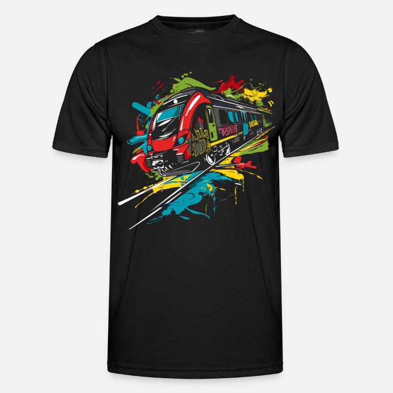 Graffiti Eisenbahn - Männer Funktions-T-Shirt - Schwarz