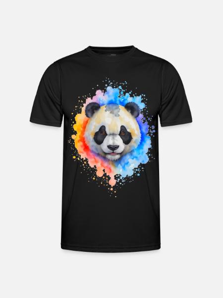 Wasserfarben Panda Splash - Männer Funktions-T-Shirt - Schwarz