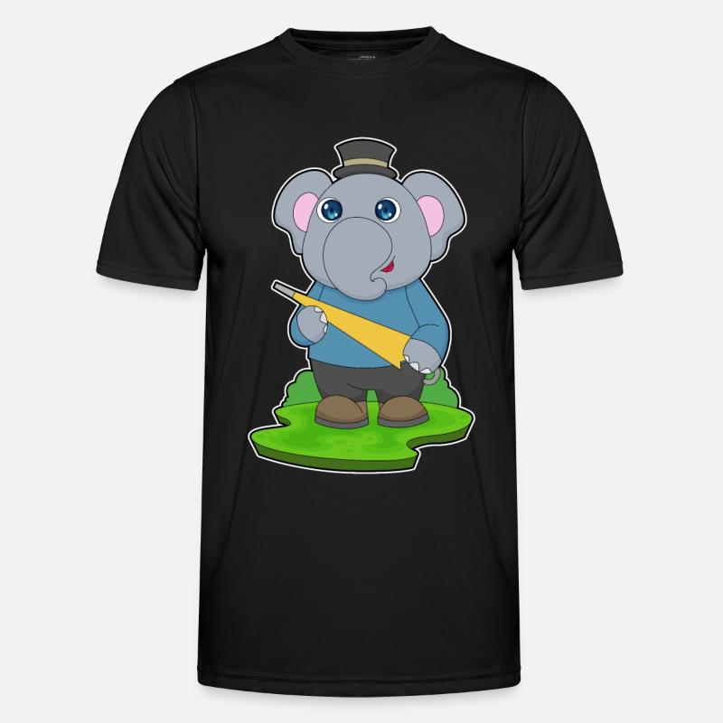 Elephant Rain Umbrella - Men's Functional T-Shirt - black