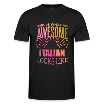 Italy - Men's Functional T-Shirt - black - Front - AI Model Male 178 dark (178cm)
