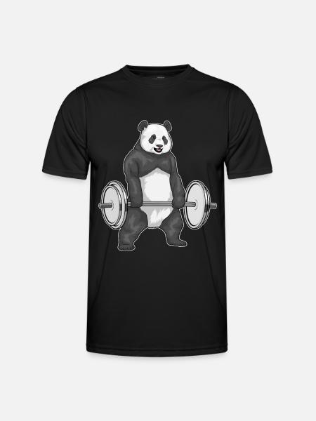Panda Bodybuilder Barbell Bodybuilding - Men's Functional T-Shirt - black