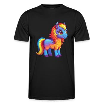 Pony Bunte Kawaii Cartoon Figur Clipart - Männer Funktions-T-Shirt - Schwarz - Vorne - AI Model Male 178 dark (178cm)