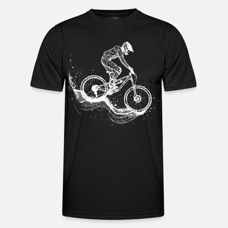 Mountain Biking Drawing - Men's Functional T-Shirt - black