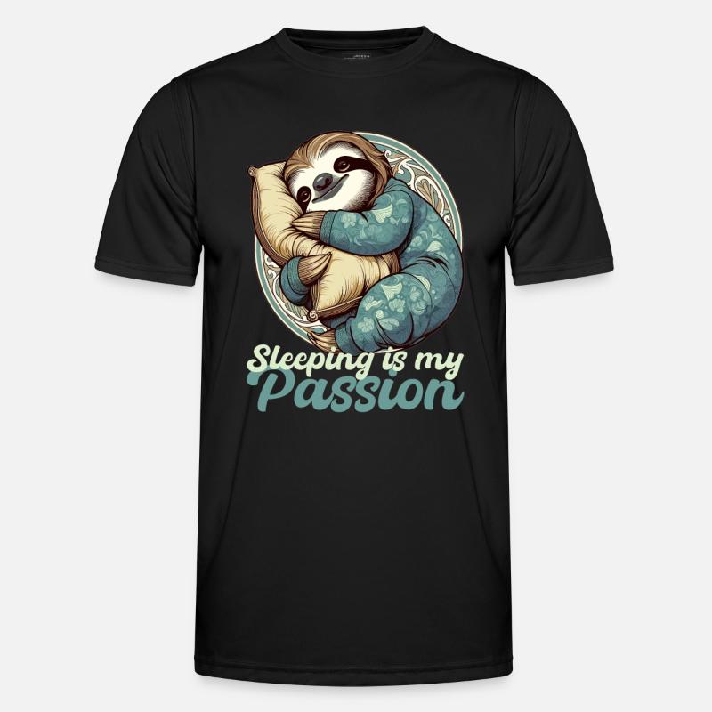 Sloth Sleeping Passion Gift - Men's Functional T-Shirt - black