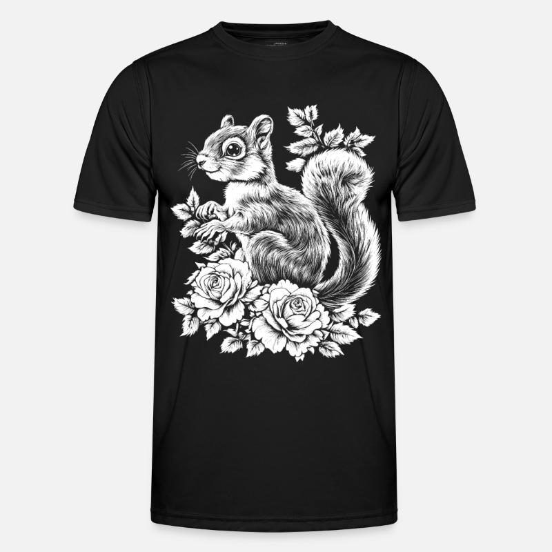 Hörnchen Rose Blumen Ästhetik Eichhörnchen - Männer Funktions-T-Shirt - Schwarz