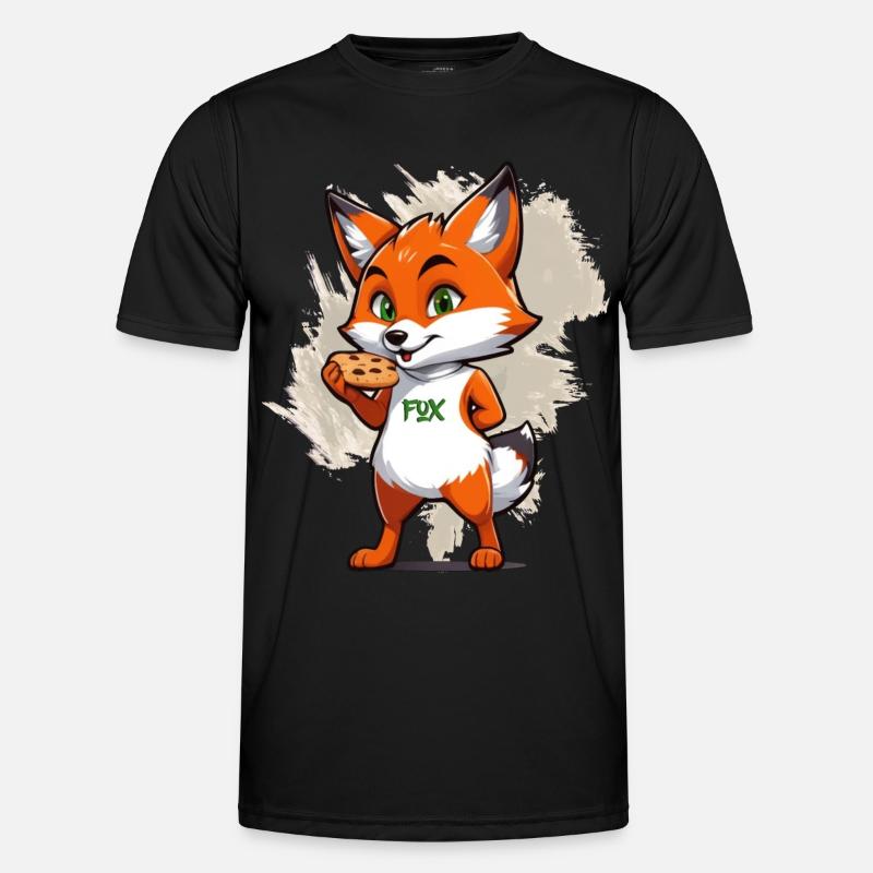 Fox with biscuits - Men's Functional T-Shirt - black