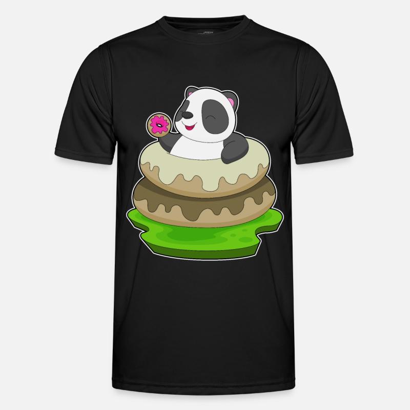Panda Donuts - Männer Funktions-T-Shirt - Schwarz