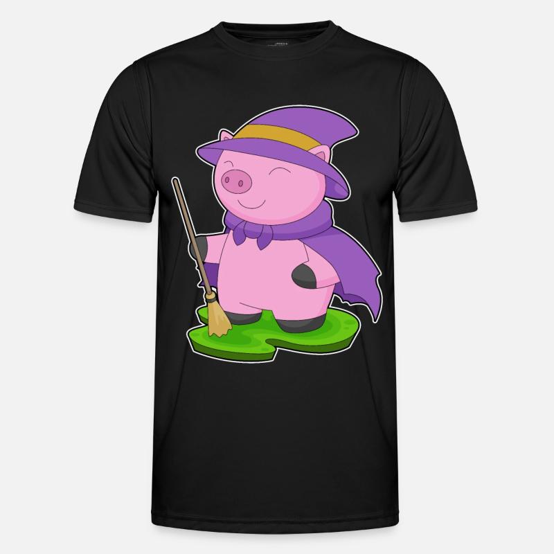 Pig Halloween Witch - Men's Functional T-Shirt - black
