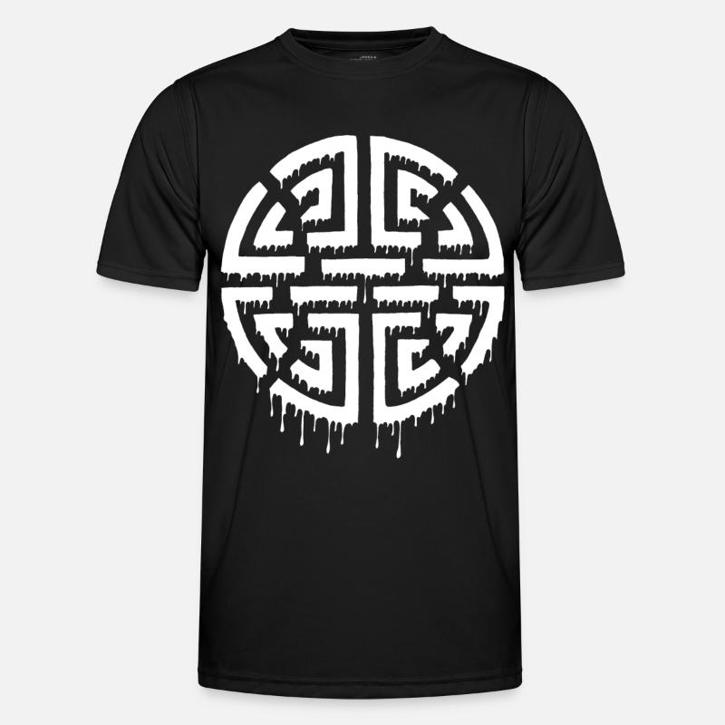 Graffiti eines roten Labyrinths - Männer Funktions-T-Shirt - Schwarz
