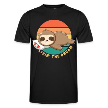 Lustig Glücklich Faul Schlaf Faultier Lebt Den Traum - Männer Funktions-T-Shirt - Schwarz - Vorne - AI Model Male 178 dark (178cm)