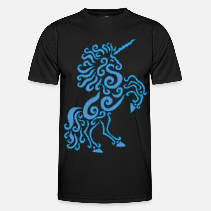 Blaues Einhorn Pferd - Männer Funktions-T-Shirt - Schwarz
