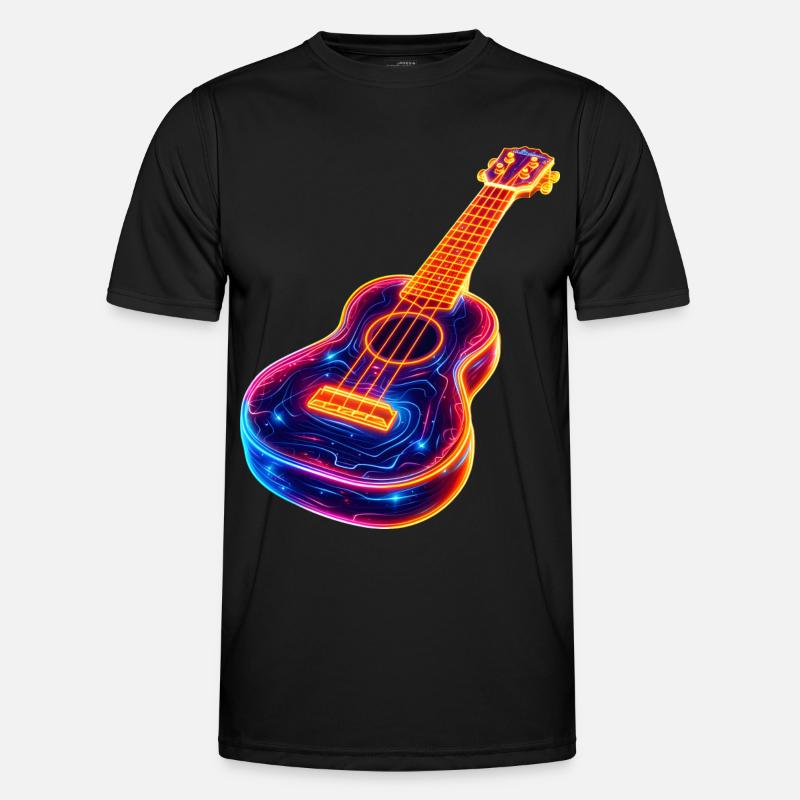 Ukulele Synthwave - Männer Funktions-T-Shirt - Schwarz