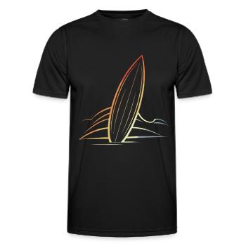 Surfboard - Men's Functional T-Shirt - black - Front - AI Model Male 178 dark (178cm)