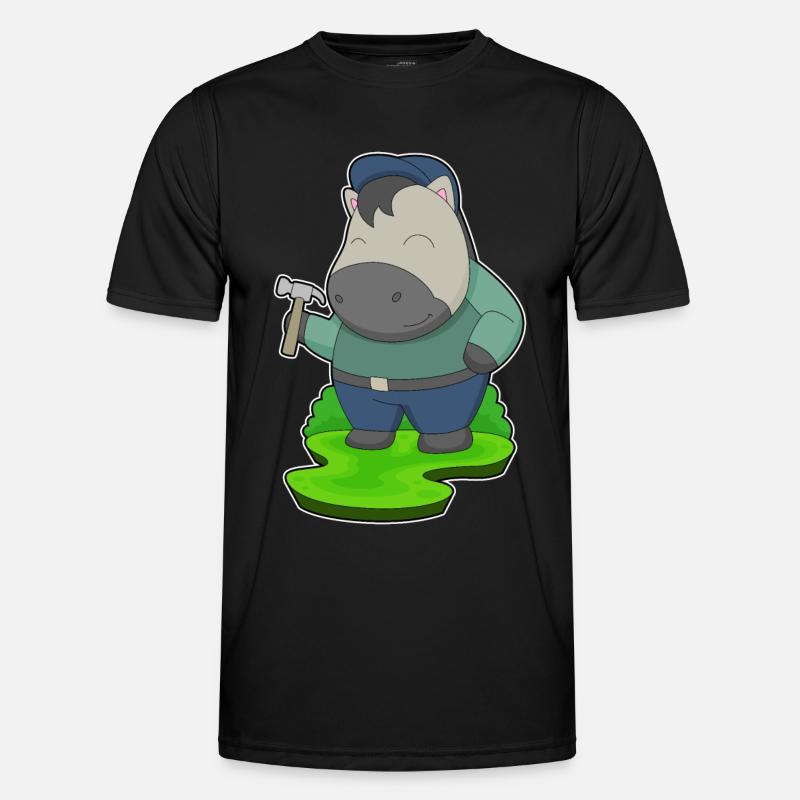 Pferd Handwerker Hammer - Männer Funktions-T-Shirt - Schwarz