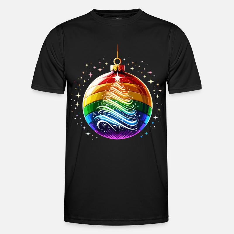 Regenbogen Weihnachtskugel - Männer Funktions-T-Shirt - Schwarz