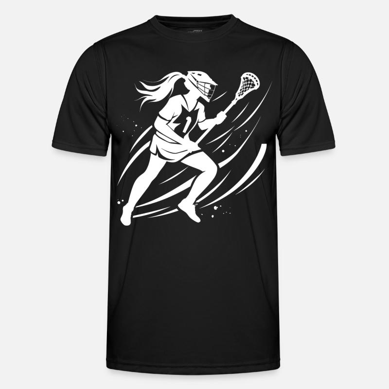 Lacrosse Mädchen - Männer Funktions-T-Shirt - Schwarz