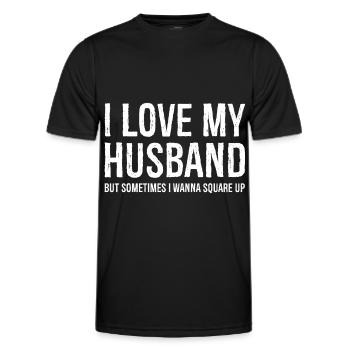 Drôle maman femme cadeau chemise j’aime mon mari - T-shirt sport Homme - noir - Devant - AI Model Male 178 dark (178cm)