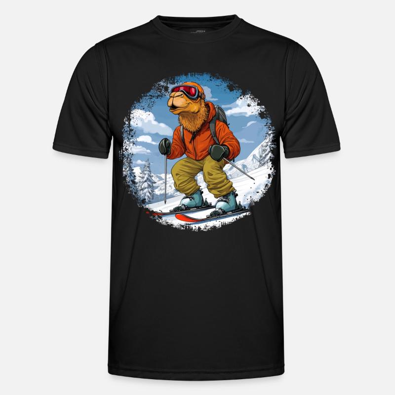 Kamel Skifahrer - Männer Funktions-T-Shirt - Schwarz