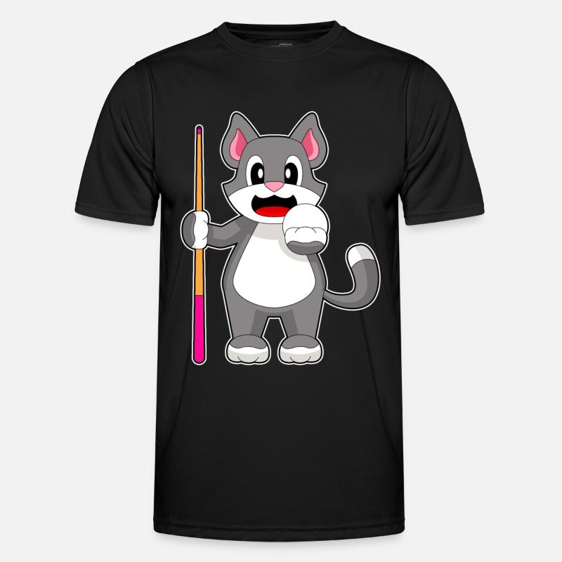 Katze Billiard Queue - Männer Funktions-T-Shirt - Schwarz
