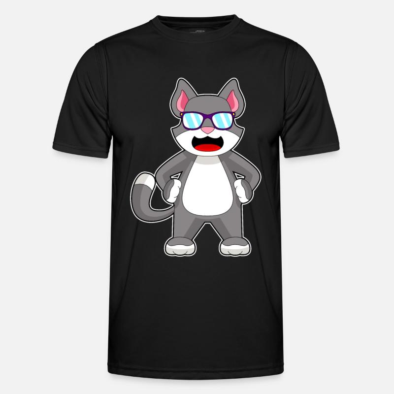 Cat Sunglasses - Men's Functional T-Shirt - black