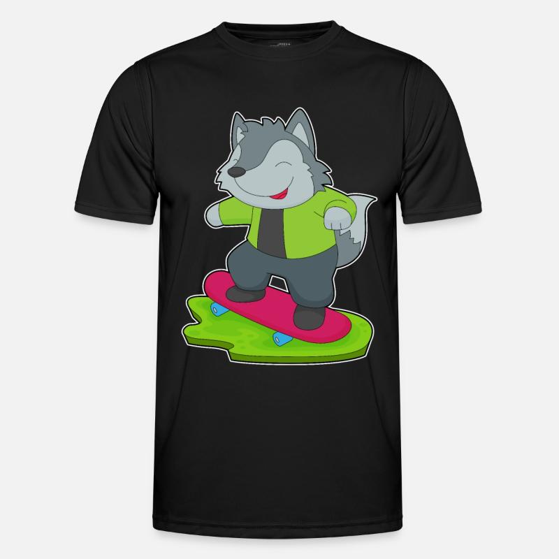 Wolf Skater Skateboard - Men's Functional T-Shirt - black