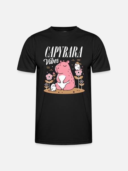 Ambiance détendue de Capybara - T-shirt sport Homme - noir