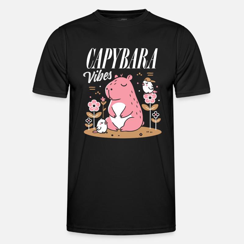 Entspannte Capybara-Vibes - Männer Funktions-T-Shirt - Schwarz