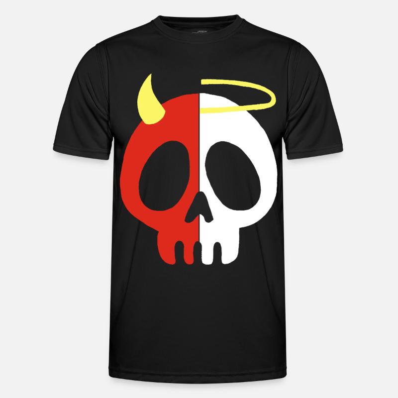 Engel und Dämon Schädel - Männer Funktions-T-Shirt - Schwarz