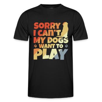 Blague sur le propriétaire d’un chien - T-shirt sport Homme - noir - Devant - AI Model Male 178 dark (178cm)
