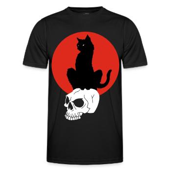 Black Cat and Red Sun - Men's Functional T-Shirt - black - Front - AI Model Male 178 dark (178cm)
