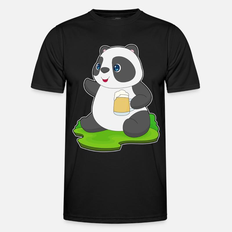 Panda Bier - Männer Funktions-T-Shirt - Schwarz