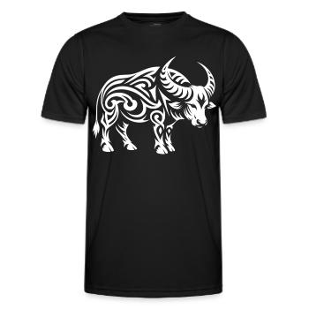 Buffle tribal - T-shirt sport Homme - noir - Devant - AI Model Male 178 dark (178cm)