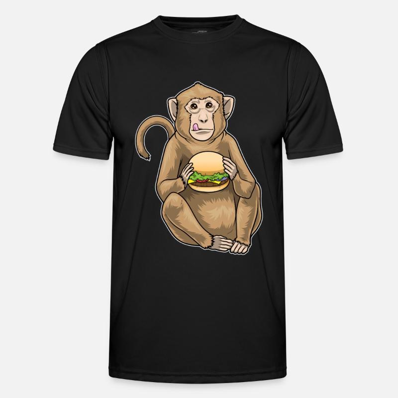 Monkey Cheeseburger - Men's Functional T-Shirt - black