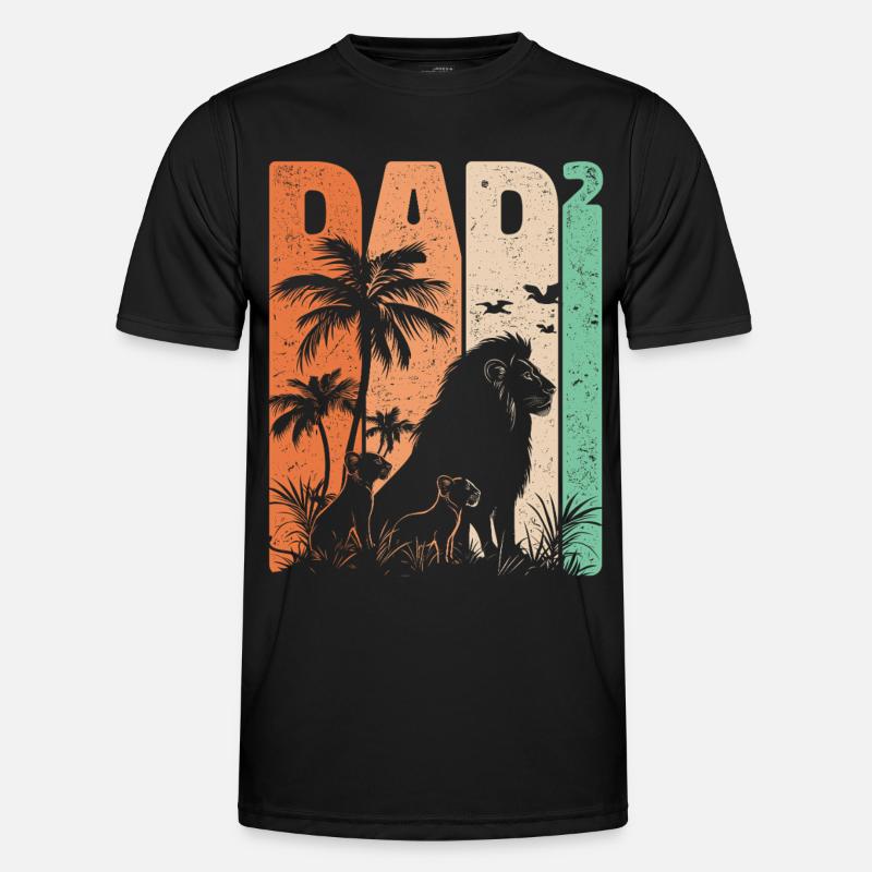 Retro Löwe Design Dad Hoch 2 Väter Geschenk Männer Funktions-T-Shirt