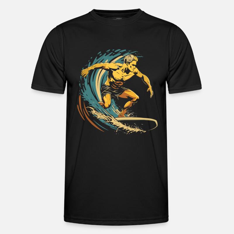 Surfer grafik - Funktionsshirt til herrer - sort