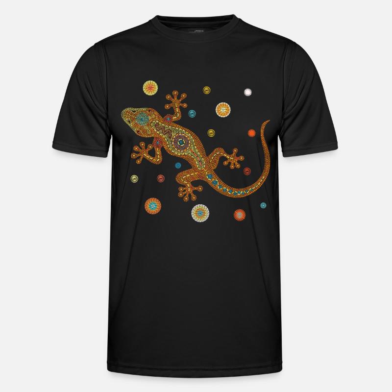 Mosaik-Eidechse – Farbenfrohes Tierdesign - Männer Funktions-T-Shirt - Schwarz