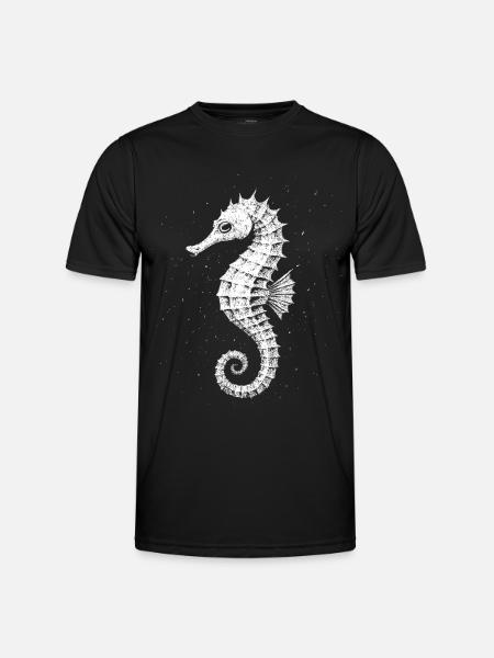 Seepferdchen - Männer Funktions-T-Shirt - Schwarz