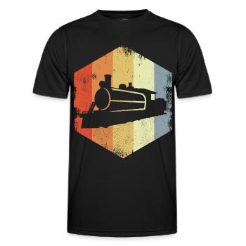 Retro Dampflokomotive - Männer Funktions-T-Shirt - Schwarz - Vorne - AI Model Male 178 dark (178cm)