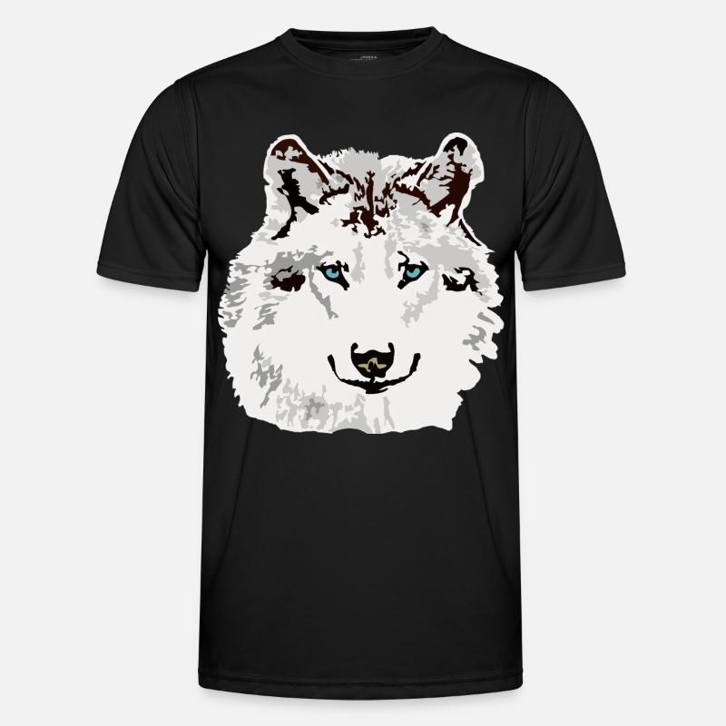White wolf blue eyes - Men's Functional T-Shirt - black
