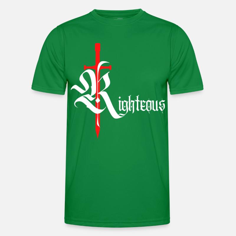 Gothic Righteous Design with Sword with white text Men's Functional T-Shirt